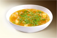 Суп «Вермишелевый с курицей» (картофель, вермишель, лук, морковь, куры, специи) 300 г